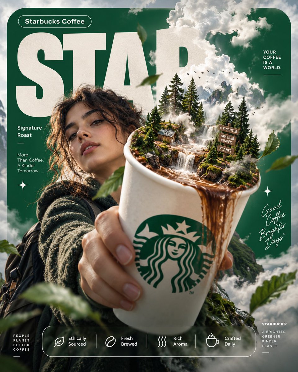 Surreal Coffee Poster "A World in the Cup"