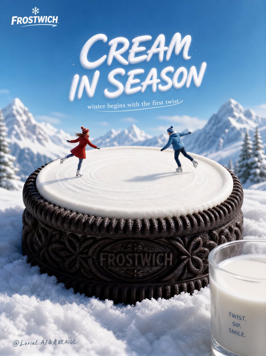 Winter-Werbeposter für Sandwich-Keks