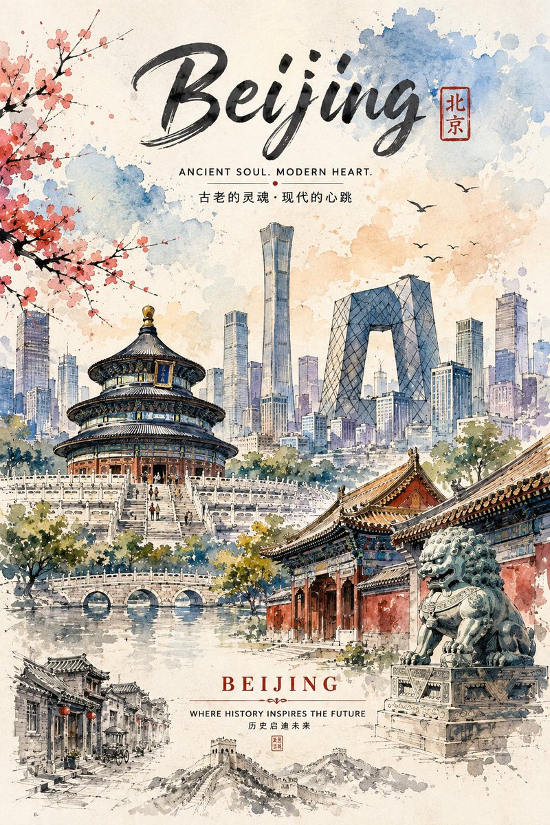 Aquarell-Reiseposter