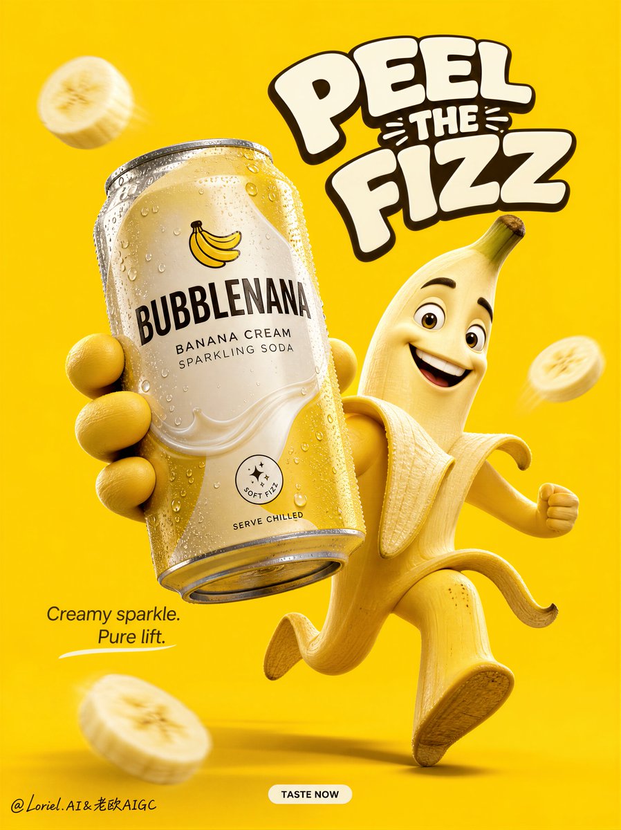 Banana Mascot Soda Ad Poster