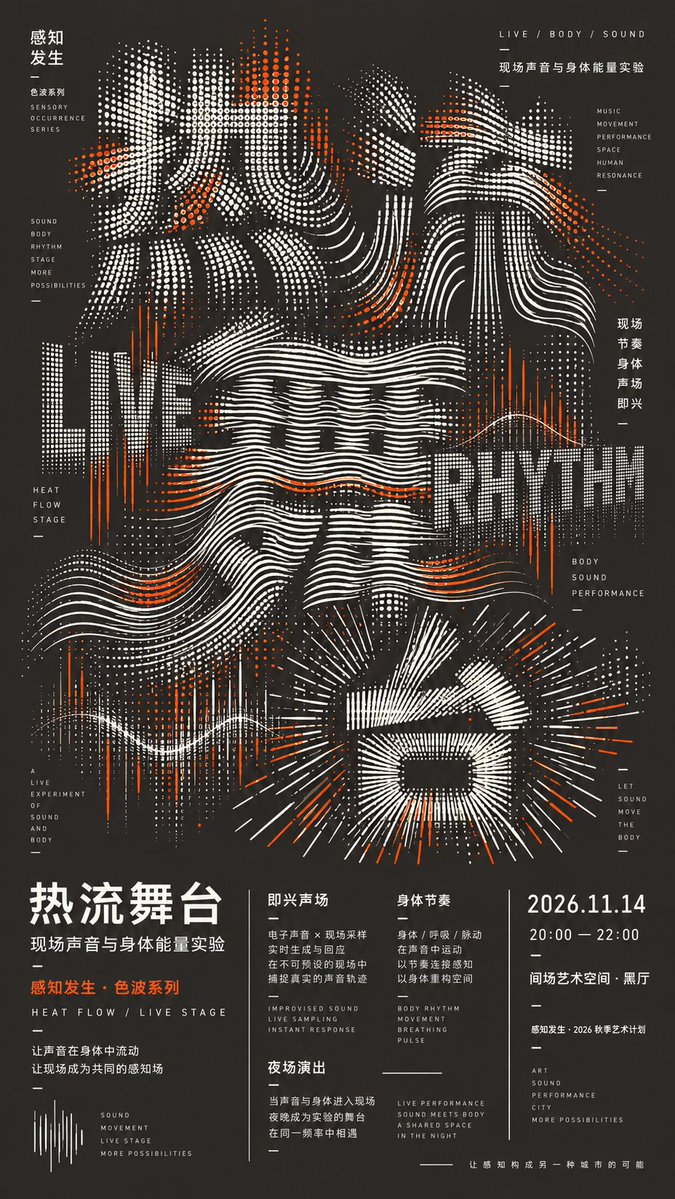 Experimentelles Typografie-Poster aus Punkten und Linien