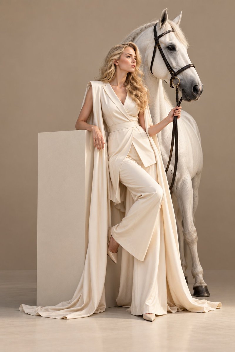 Luxury Model with White Horse