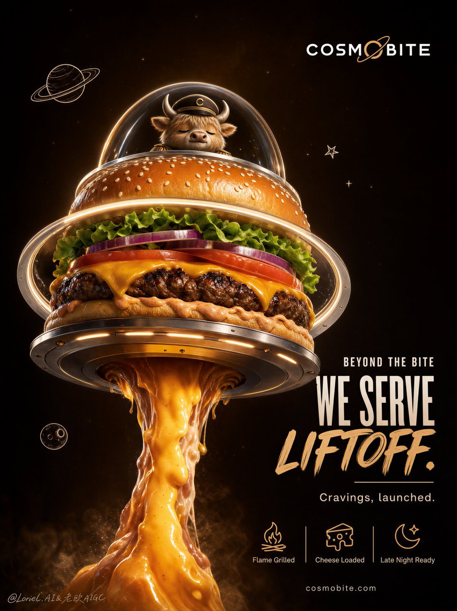 Cosmic Spaceship Burger Poster