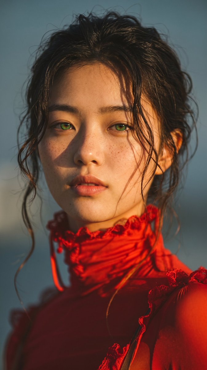 Golden-Hour Freckled Editorial Portrait