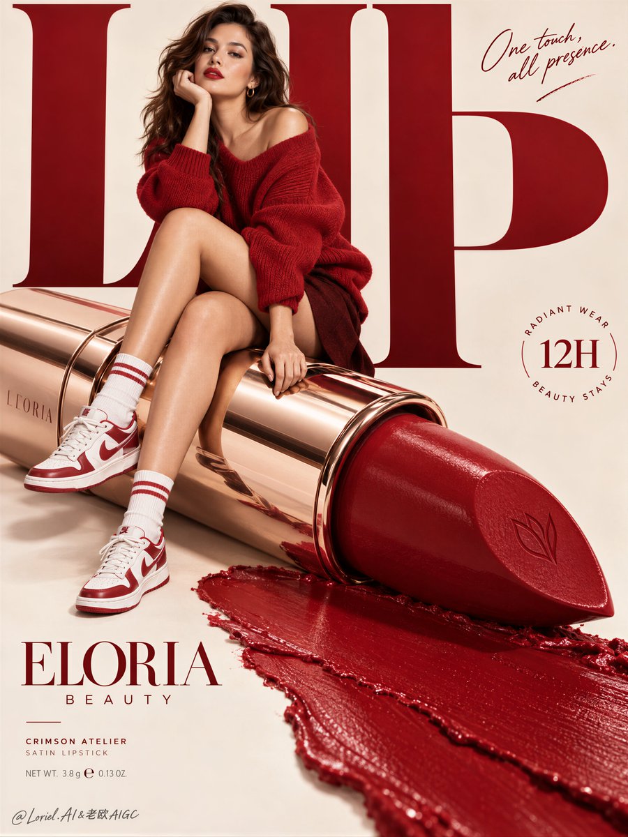Giant Crimson Lipstick Beauty Poster