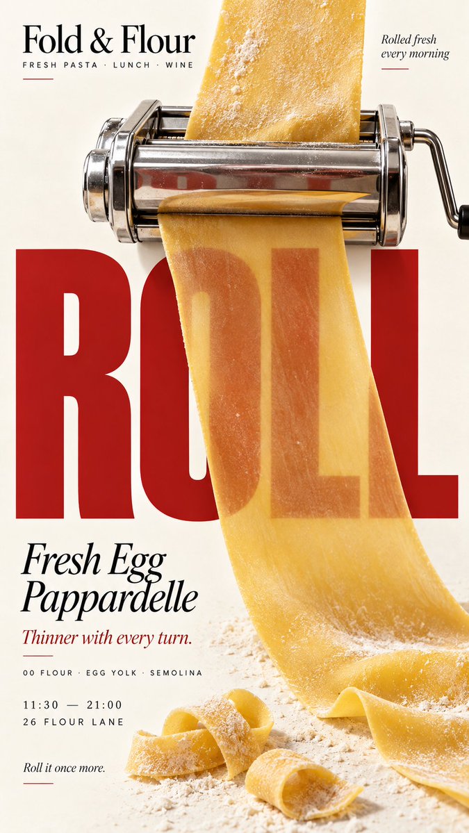 Poster mit von Speisen verzerrter Typografie