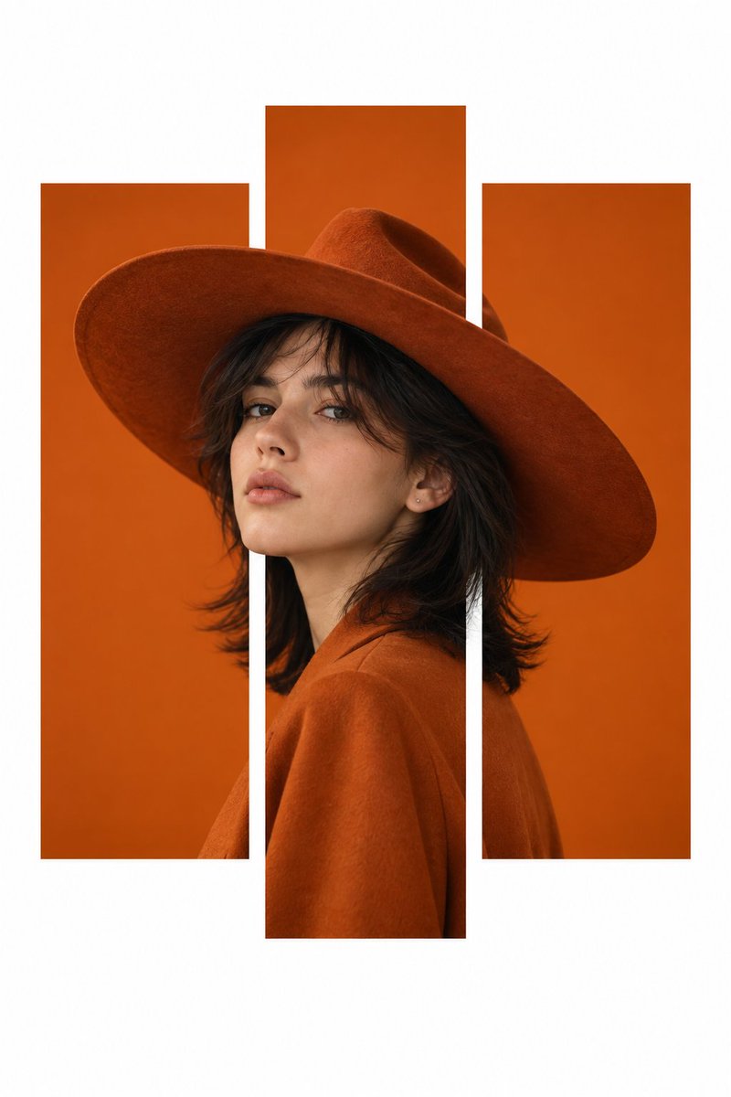 Monochrome Orange Fashion Editorial Poster