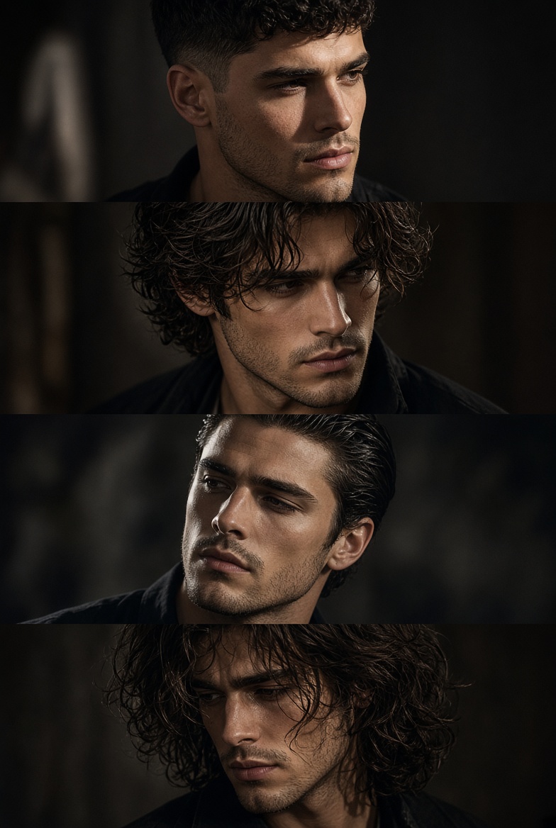 Four-Panel Hairstyle Portrait Collage