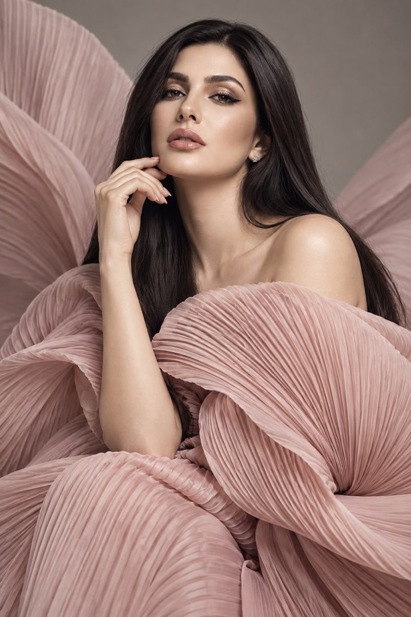 Couture-Beauty-Porträt in Rosé