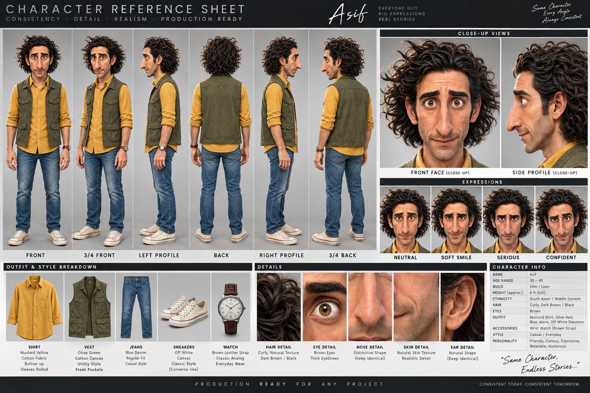 Hoja de Referencia de Personaje Cinematográfica