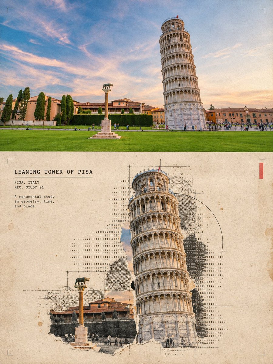 Halftone Architectural Collage Poster