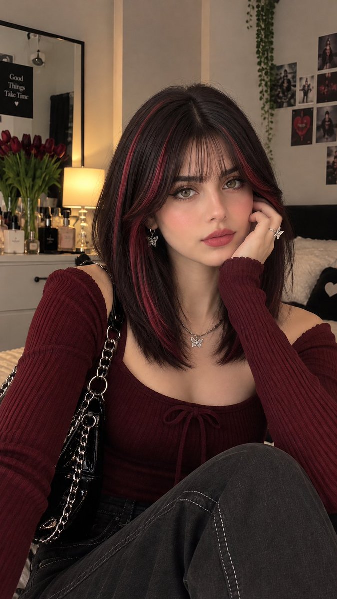 Cozy Burgundy Korean Portrait