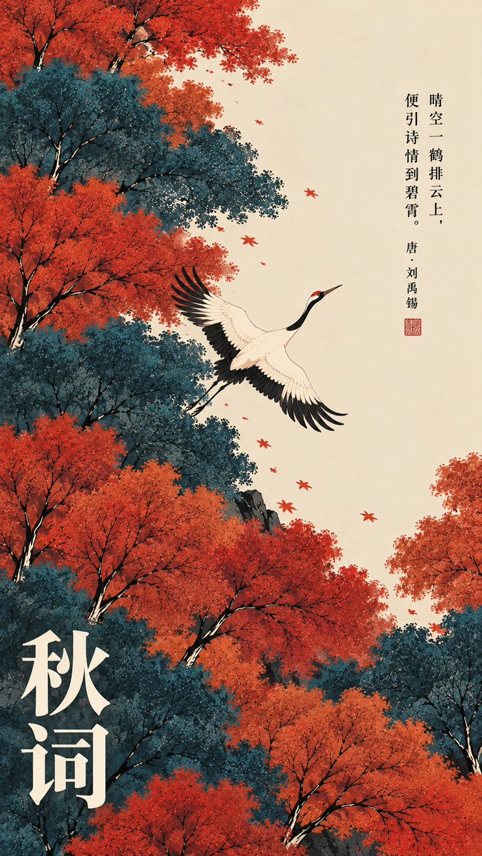 新中式古诗词插画海报