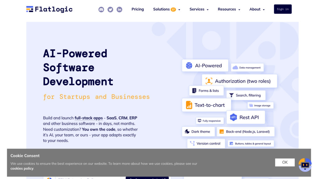 Flatlogic:AI搭載のプラットフォームで、カスタマイズ可能なフロントエンド・バックエンド・データベースによるフルスタックWebアプリを ...