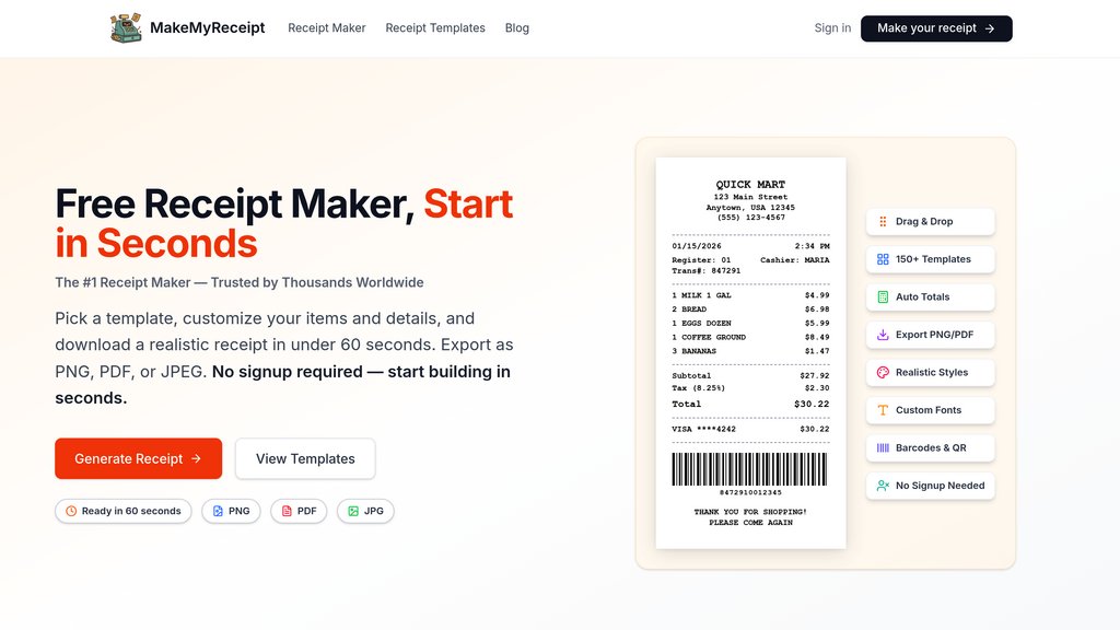 MakeMyReceipt preview