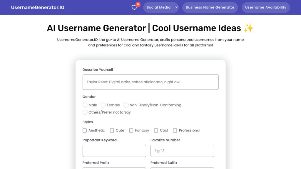 image for UsernameGenerator.IO